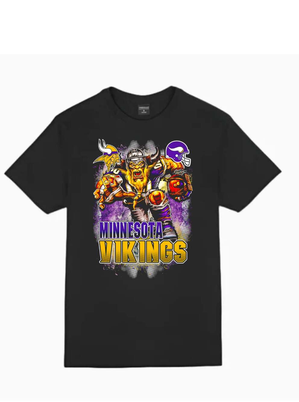 Minnesota Vikings NFL Football Mascot Graphic Black T-Shirt